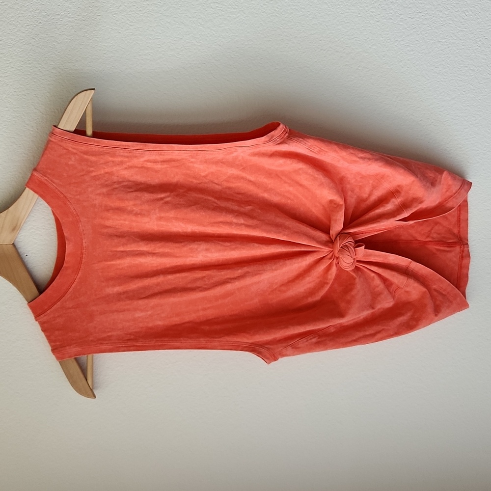 Lululemon Orange Marble Dye Tank Top Knot Front Sz Small Soft Comfy Athleisure
